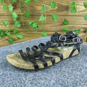 Ugg Women's Gladiator Black Leather Sz 5‎ Medium (B, M) Gently Used 2025